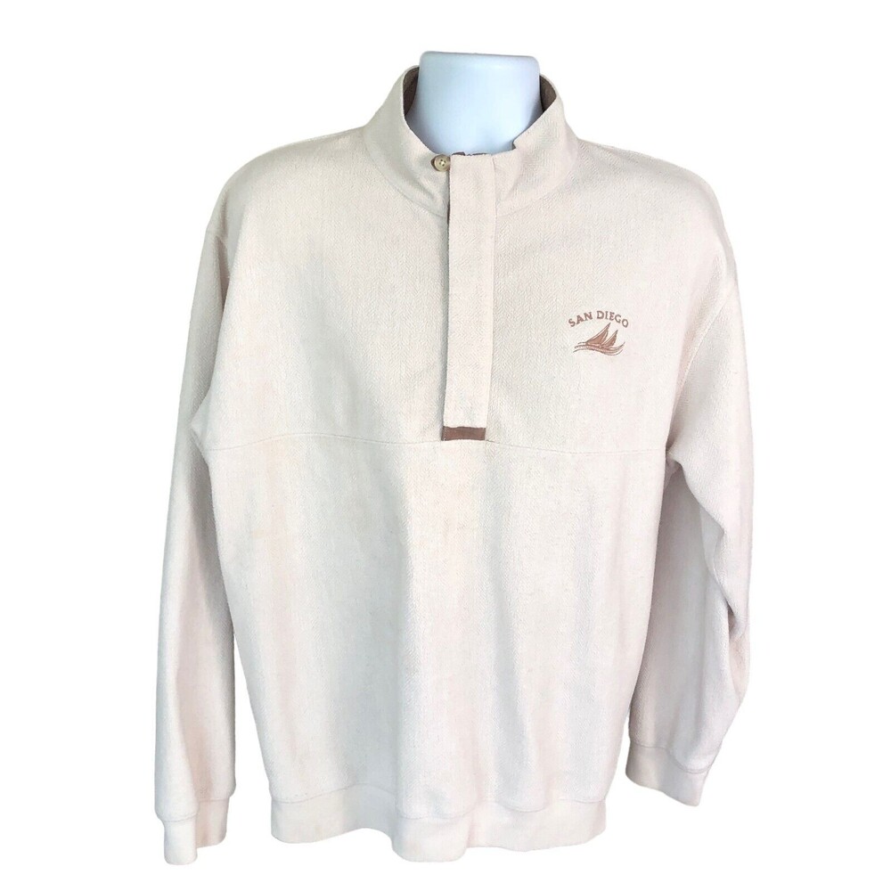 GEAR FOR SPORTS Women M Ivory Fleece Pullover 1/4 Zip Mock Neck San Diego Logo